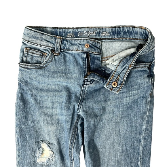 Cat & Jack Girl Distressed Blue Jeans W/ Iridescent Sequins - Size 8 - Picture 5 of 11